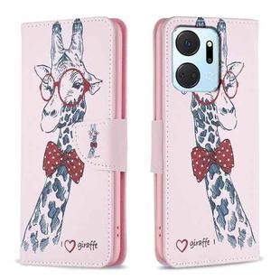 For Honor X7a Colored Drawing Pattern Leather Phone Case(Deer)