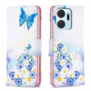 For Honor X7a Colored Drawing Pattern Leather Phone Case(Butterfly Love)