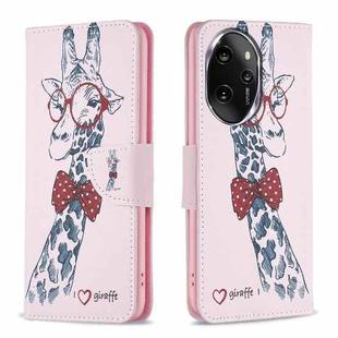 For Honor 100 Pro Colored Drawing Pattern Leather Phone Case(Deer)