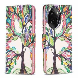 For Honor 100 Pro Colored Drawing Pattern Leather Phone Case(Tree Life)