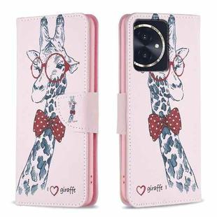 For Honor 100 Colored Drawing Pattern Leather Phone Case(Deer)