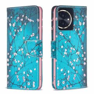 For Honor 100 Colored Drawing Pattern Leather Phone Case(Plum Blossom)