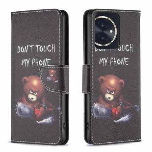 For Honor 100 Colored Drawing Pattern Leather Phone Case(Bear)