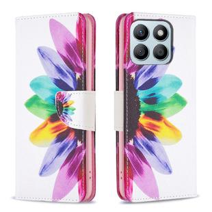 For Honor X8b Colored Drawing Pattern Leather Phone Case(Sun Flower)