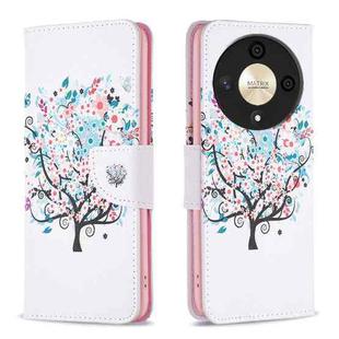 For Honor X9b/Magic6 Lite 5G Colored Drawing Pattern Leather Phone Case(Tree)