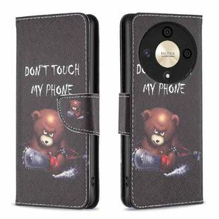 For Honor X9b/Magic6 Lite 5G Colored Drawing Pattern Leather Phone Case(Bear)
