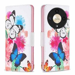 For Honor X9b/Magic6 Lite 5G Colored Drawing Pattern Leather Phone Case(Butterflies)