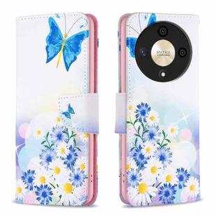 For Honor X9b/Magic6 Lite 5G Colored Drawing Pattern Leather Phone Case(Butterfly Love)