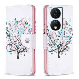 For Honor X7b Colored Drawing Pattern Leather Phone Case(Tree)