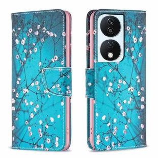 For Honor X7b Colored Drawing Pattern Leather Phone Case(Plum Blossom)
