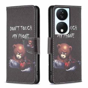 For Honor X7b Colored Drawing Pattern Leather Phone Case(Bear)