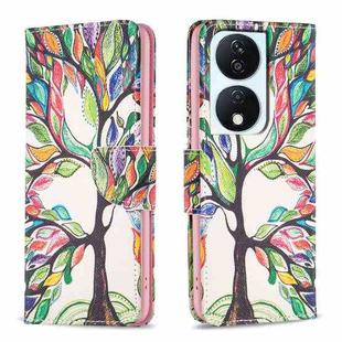 For Honor X7b Colored Drawing Pattern Leather Phone Case(Tree Life)