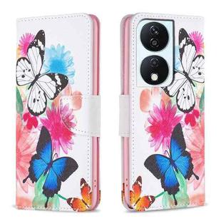 For Honor X7b Colored Drawing Pattern Leather Phone Case(Butterflies)