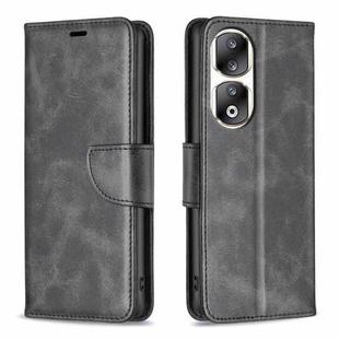 For Honor 90 Pro Lambskin Texture Pure Color Flip Leather Phone Case(Black)