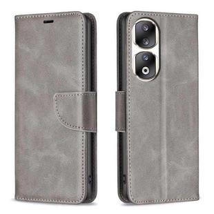 For Honor 90 Pro Lambskin Texture Pure Color Flip Leather Phone Case(Grey)