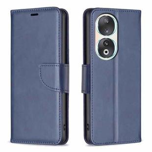 For Honor 90 5G Lambskin Texture Pure Color Flip Leather Phone Case(Blue)