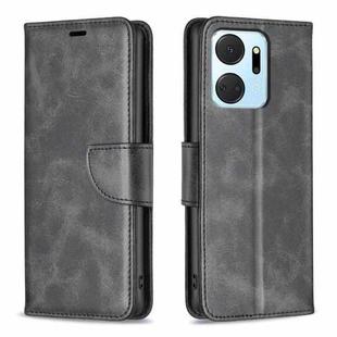 For Honor X7a Lambskin Texture Pure Color Flip Leather Phone Case(Black)