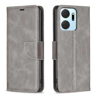 For Honor X7a Lambskin Texture Pure Color Flip Leather Phone Case(Grey)