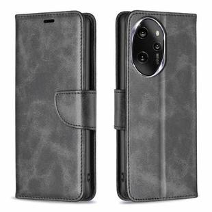 For Honor 100 Pro Lambskin Texture Pure Color Flip Leather Phone Case(Black)