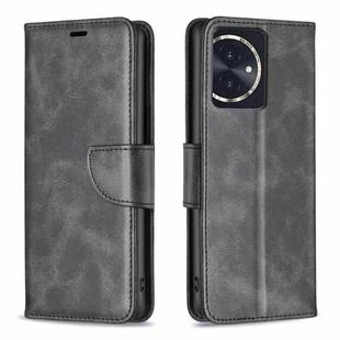 For Honor 100 Lambskin Texture Pure Color Flip Leather Phone Case(Black)