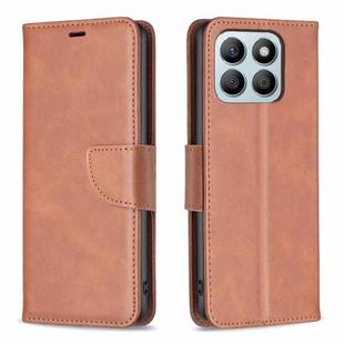 For Honor X8b Lambskin Texture Pure Color Flip Leather Phone Case(Brown)