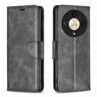 For Honor X9b/Magic6 Lite 5G Lambskin Texture Pure Color Flip Leather Phone Case(Black)