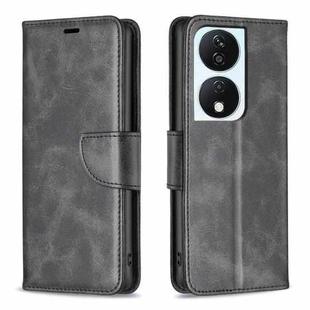 For Honor X7b Lambskin Texture Pure Color Flip Leather Phone Case(Black)