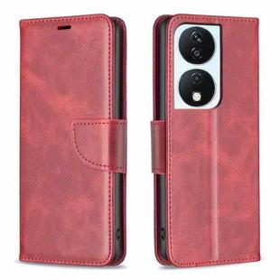 For Honor X7b Lambskin Texture Pure Color Flip Leather Phone Case(Red)