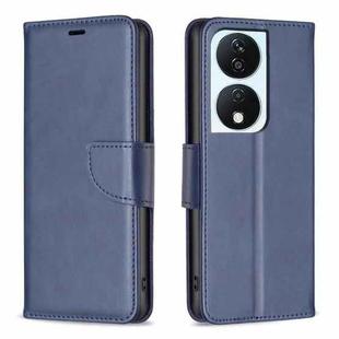 For Honor X7b Lambskin Texture Pure Color Flip Leather Phone Case(Blue)