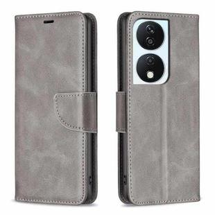 For Honor X7b Lambskin Texture Pure Color Flip Leather Phone Case(Grey)