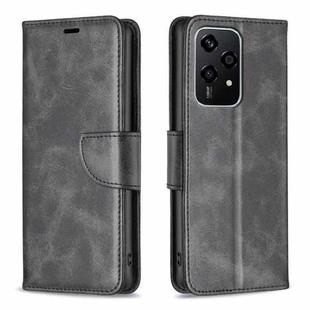 For Honor 200 Lite Global Lambskin Texture Pure Color Flip Leather Phone Case(Black)