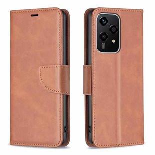 For Honor 200 Lite Lambskin Texture Pure Color Flip Leather Phone Case(Brown)