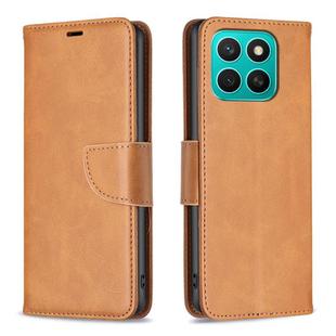 For Honor X8c 4G Lambskin Texture Pure Color Flip Leather Phone Case(Yellow)