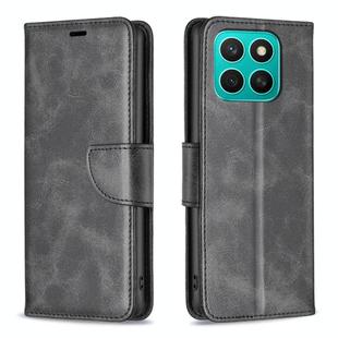 For Honor X8c 4G Lambskin Texture Pure Color Flip Leather Phone Case(Black)