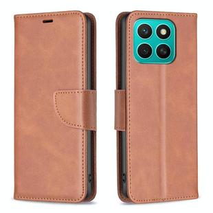For Honor X8c 4G Lambskin Texture Pure Color Flip Leather Phone Case(Brown)