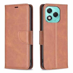 For Honor 400 Lite Lambskin Texture Pure Color Flip Leather Phone Case(Brown)