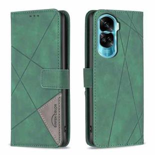 For Honor 90 Lite/X50i Magnetic Buckle Rhombus Texture Leather Phone Case(Green)