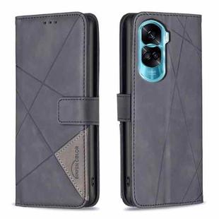 For Honor 90 Lite/X50i Magnetic Buckle Rhombus Texture Leather Phone Case(Black)