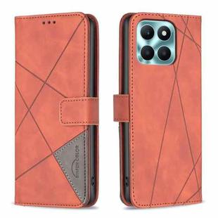 For Honor X6a Magnetic Buckle Rhombus Texture Leather Phone Case(Brown)