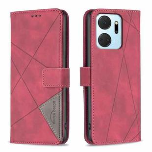 For Honor X7A Magnetic Buckle Rhombus Texture Leather Phone Case(Red)