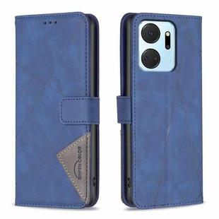 For Honor X7A Magnetic Buckle Rhombus Texture Leather Phone Case(Blue)