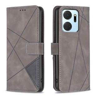 For Honor X7A Magnetic Buckle Rhombus Texture Leather Phone Case(Grey)