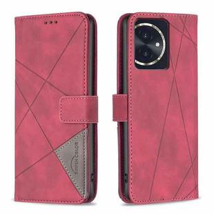 For Honor 100 Magnetic Buckle Rhombus Texture Leather Phone Case(Red)