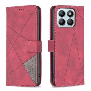 For Honor X8b Magnetic Buckle Rhombus Texture Leather Phone Case(Red)