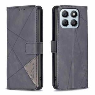 For Honor X8b Magnetic Buckle Rhombus Texture Leather Phone Case(Black)