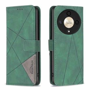 For Honor X9b/Magic6 Lite 5G Magnetic Buckle Rhombus Texture Leather Phone Case(Green)
