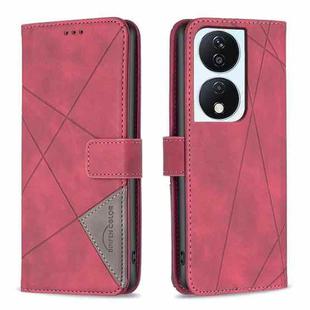 For Honor X7b Magnetic Buckle Rhombus Texture Leather Phone Case(Red)