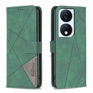 For Honor X7b Magnetic Buckle Rhombus Texture Leather Phone Case(Green)