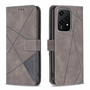 For Honor 200 Lite Global Magnetic Buckle Rhombus Texture Leather Phone Case(Grey)