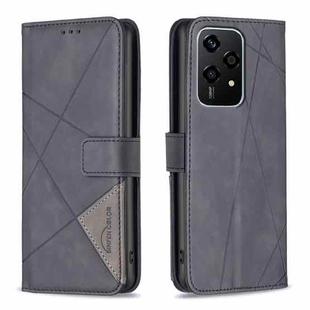 For Honor 200 Lite Global Magnetic Buckle Rhombus Texture Leather Phone Case(Black)